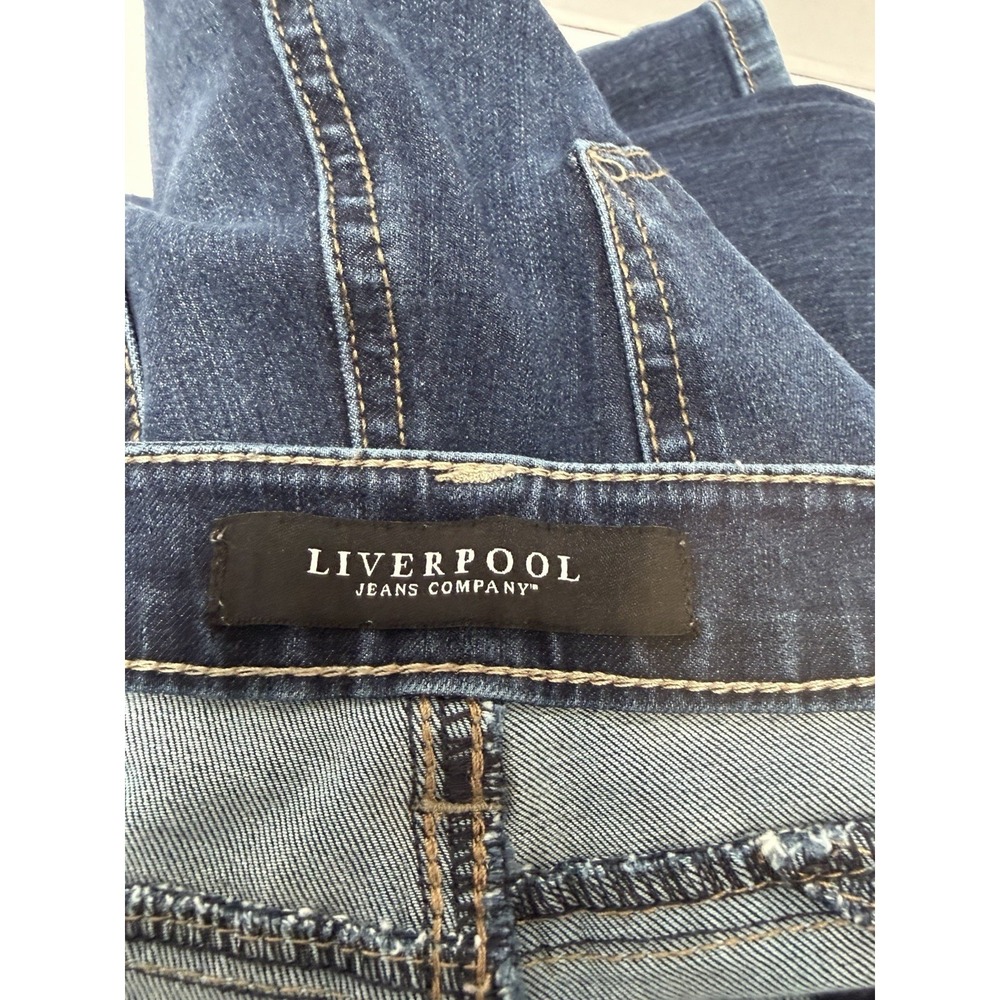 Liverpool Mid-Rise Dark Wash Hugger Contour Bootcut Slim Thigh Jeans Size 12 - Picture 2 of 6